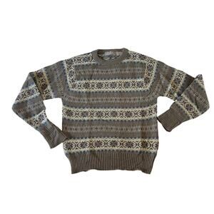 Vtg Y2K 2000s Wool Faire Aisle Pullover Sweater Sz M Nordic Print Ski